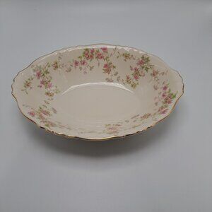 Syracuse China Federal Shape Stansbury Pattern Oval Serving Bowl Floral Gilt